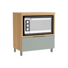 Balcão De Cozinha Modulado Marquesa Forno 1 Gaveta C- Tampo 80cm Nature-verde - Nesher
