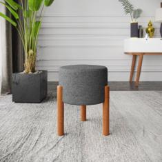 Banqueta Puff Multiuso Redondo pés em madeira Banquinho decorativo - M