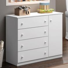 Cômoda De Bebê Infantil 4 Gavetas 1 Porta 100% Mdf Elisa Bran