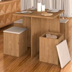 Conjunto Sala De Jantar 4 Banquetas Berlim Cinamomo - A Móveis Arapong