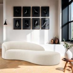 Divã Recamier Orgânico França 160cm Lado Direito Bouclé - Doce Sonho M