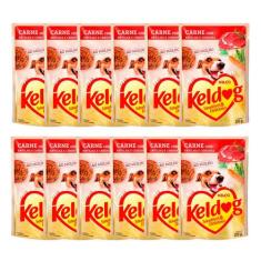 Kit 12 Ração Úmida para Cachorro Keldog Sabor Carne com Ervilha e Ceno