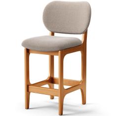 Banqueta Baixa Bar Cozinha e Sala De Jantar Fixa Betta L02 Imbuia Bouclê Bege - Lyam Decor