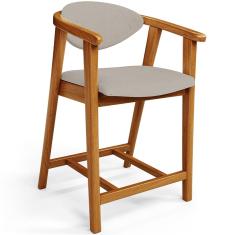 Banqueta Baixa Para Cozinha Sala de Jantar Bancada Cecília L02 Linho Bege - Lyam Decor