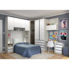 Guarda Roupa Solteiro de Canto Prime Plus 1 Porta Bater MDP Legno Crema-Branco Mat Luciane Móveis