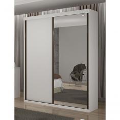 Guarda Roupa Solteiro Búzios 2 Portas com Espelho 3 Gavetas MDF Neve Star Móveis