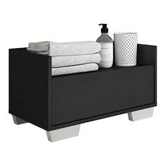 Gabinete Armário Banheiro 60 cm c/Pés Quadrados Multimóveis Preto/branco