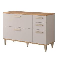 Balcão De Cozinha mdf 120 Cm 1 Porta Basculante C- 4 Gavetas Móveis Freijó-off White F