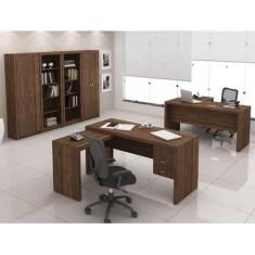 Conjunto Escritorio Completo 06 Peças CJ27 Nogal Tecno Mobili, Nogal