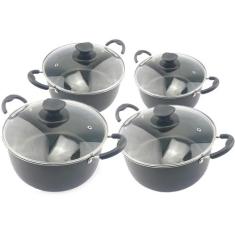 Kit 4 Caçarolas Tamanho Família Dona Chefa Tampa De Vidro