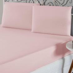 Jogo De Lençol Queen Malha 100% Algodão 3 Peças Cor Rosa