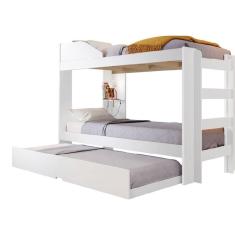 Beliche Solteiro Com Cama Auxiliar Malta Para Colchão Até 0,88m Branco Conquista Móveis