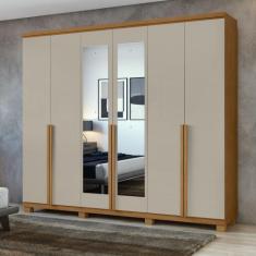 Guarda-roupa 6 Portas 4 Gavetas 100% Mdf Alonzo com Espelho e com Pés 