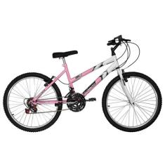 Bicicleta Ultra Bikes Aro 24 Feminina Bicolor Freio V Brake, Rosa bebe
