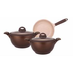 Jogo de Panela Belga Tognana Gourmet Mta com 3 Peças Revestimento Cerâmico - Fogão Indução