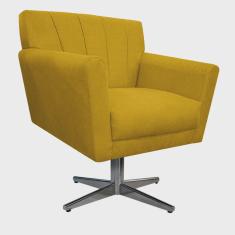 Poltrona Laura Base Giratória de Metal Suede Amarelo - adj Decor