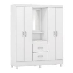 Guarda Roupa Capelinha Lord 4 Portas Flex Branco Com Espelho - Demóbile Branco