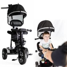 Triciclo Infantil Com Haste Empurrador até 50 kg Rodas Passeio Capota 