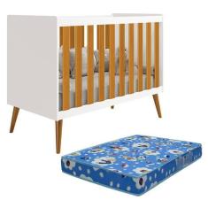Berço Americano Isis Branco/Savana com Colchão Baby Physical - Reller 