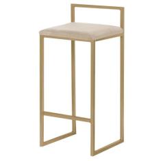 Banqueta Decorativa Selena Base Gold Veludo Bege G41 - Gran Belo