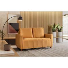 Sofá Amelie 2 Lugares em Veludo Yescasa Amarelo