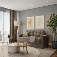 Sofá 3 Lugares Retrátil Berlim Suede Bege 180 cm