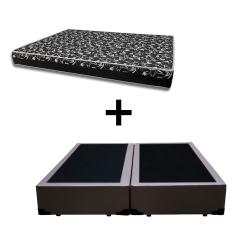 Cama Box Casal 138 Bipartido - Tecido Sintético Marrom Com Colchão Belize Bello Box - D33 Preto 57x138x188