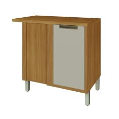 Balcão de Canto para Cozinha 1 Porta Imperatriz Nesher Móveis Freijó/Off White