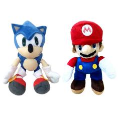 Pelúcias Sonic e Mario - 02 Personagens