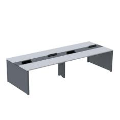 Mesa de Plataforma Dupla para 4 Pessoas Corporativa 130x140/4p Cinza/Grafito
