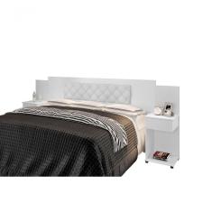 Cabeceira Box Bruna Branco Com Capitonê Branco