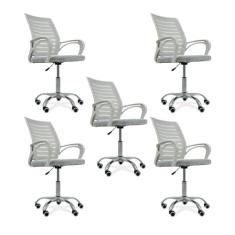 Kit 5 Cadeiras de Escritório Secretaria Diretor Roma Ergonômica - Branca