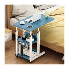 SilteD Mesa de computador móvel sobre a cama Mesa sobre a cama Mesa portátil para laptop Carrinho Estação de trabalho ajustável com rodas para escritório em casa Mesa com rodas sobre a cama