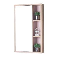 Espelho para Banheiro com Armário Milano Carvalho e Rosa Claro