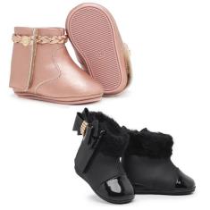 Kit Botinha E Tênis De Menina Bebê Recém Nascida Para Batizado - Skalv