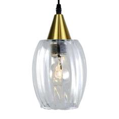 Lustre Pendente Taschibra Badih P Canelado Transparente Ouro