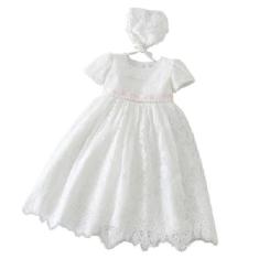 Vestido Batizado Mandrião Renda Branco Touca Bebê Papilloo, 12 M