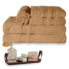 Jogo de Banho Paris 5 Peças Toalha de Banho Rosto e Tapete 100% Algodã