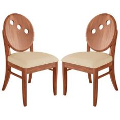 Kit 2 Cadeiras Decorativas Sala de Jantar Teseu Madeira Maciça Poliést