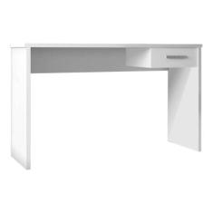 Mesa para Escritório Home Office com Gaveta Emma Branco Texturizado G4