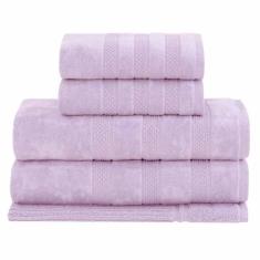 Jogo de Toalhas Hannah Intense Air de Banho com 05 Peças Branco e Rosa - Buddemeyer