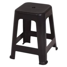 Banqueta Plástica Resistente Preta Aguenta Até 120kg