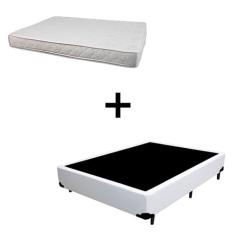 Cama Box Viúva 128 Tecido Sintético Branco Com Colchão Roma Espuma D45 Bege 54x128x188