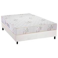Cama Box Casal: Colchão Espuma D45 Luckspuma Gran Luck + Base Crc Courano White(138X188)