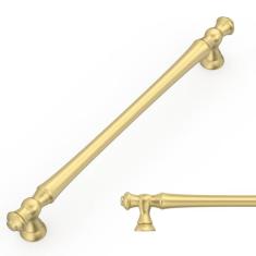 Amerdeco Pacote com 10 puxadores de armário dourados escovados de 192 mm (7,5 pol.) Ferragens centrais de armário de cozinha puxadores de armário de cozinha para puxadores de gaveta de banheiro