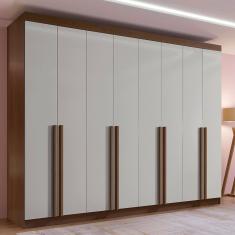 Guarda-roupa Casal Mdf 08 Portas Império Castanho/Off White