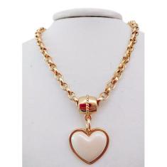 Colar Feminino Coração Creme Elo Português Grosso 6mm