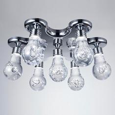 Plafon De Acrílico E Metal Cromado E Transparente Bella Iluminação Bulb No Voltagev Cromado/Transparente
