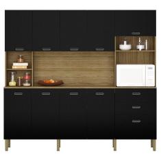 Armário De Cozinha Completo 9 Portas Sófia Freijó Nero