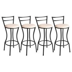 Conjunto De 4 Banquetas Alta Home De Aço De Carbono Branco Gelo